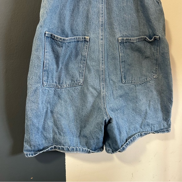 TWIK Blue Denim Overall Cotton Shorts Jean Shortall Small - Picture 8 of 8